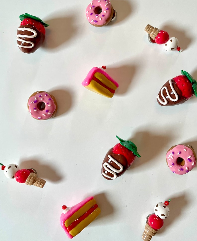 Miniature Sweets Fridge Magnets-Handmade-Polymer Clay-Cute Foodie Gift Set image 1