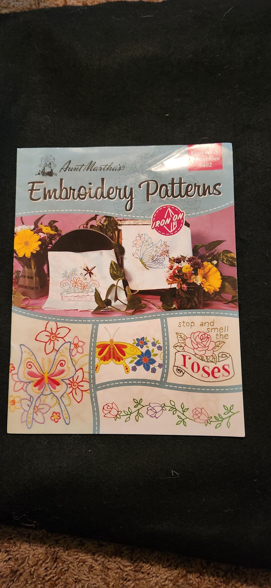 Aunt Martha's Embroidery Patterns Flowers and Butterflies Iron on ...