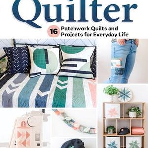 May include: A magazine cover titled "Modern Day Quilter" with the subtitle "16 Patchwork Quilts and Projects for Everyday Life". The cover features a variety of colorful quilts, pillows, and fabric scraps.