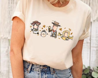 Camiseta dos personagens do Toy Story da Disney, camiseta do Toy Story da Disney, camiseta dos amigos do Toy Story, camiseta da Disney, camiseta da Toys Crossing, camiseta dos amigos da Disney