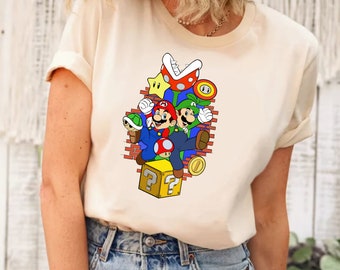 Super Mario Luigi Bros T-shirt Da Uomo Gioco Cartoon Divertente - Foto 2
