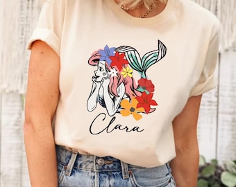 Camiseta personalizada de La Sirenita de Disney, camiseta de la Princesa Ariel, camiseta de Princesas, camiseta de Disneyland, camiseta de Personajes de Princesas