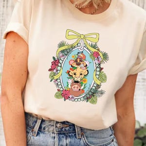 Chemise coquette noeud Disney Le Roi Lion, chemise Hakuna Matata, t-shirt amis Le Roi Lion Disney, chemise personnages Roi Lion, chemise noeud coquette