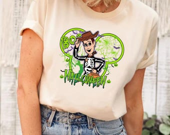 Camiseta de Halloween do Toy Story Woody Boo, Camiseta de Halloween do Toy Story, Camiseta do Toy Story, Camiseta dos Personagens do Toy Story, Camiseta de Halloween