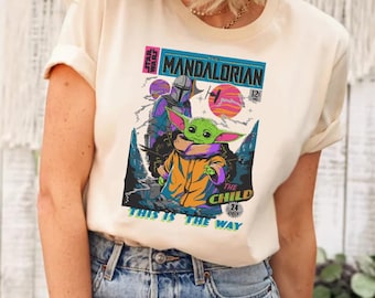 Chemise c'est la voie Star Wars Mandalorian, chemise personnages Star Wars, chemise Star Wars, chemise portrait Disney Star Wars, chemise Disney