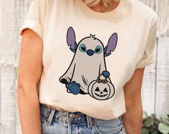 Disney Stich Halloween Shirt, Disney Halloween Shirt, Stitch und Engel Shirt, Stitch Halloween Shirt