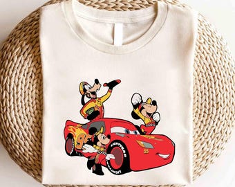 Koszulka Myszka Miki i Zygzak McQueen, Koszulka Disney Cars, Koszulka Myszka Miki i Przyjaciele, Koszulka dla par, Koszulka Disney, Koszulka Disney Lightning McQueen