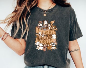 Amo la mia camicia per cani Disney, camicia per amante dei cani, camicia per cani Disney, maglietta per cani, Dug, Plutone, Nana, Magic Kingdom Disneyland Camicia per le vacanze in famiglia
