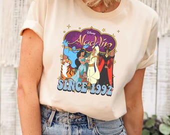 Camiseta retro de Disney Jasmine y Aladdin, camiseta de Disney Aladdin, camiseta de la princesa Jasmine, camiseta de Jasmine y Aladdin, camiseta de princesa Disney