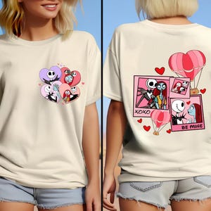 Jack  Skellington and Sally Skellington Valentine&#39;s Day Shirt, Disney Couple Shirt, Jack and Sally Shirt, Valentine&#39;s Day Shirt