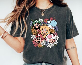 Super Mario Retro Flower Shirt, Super Mario Character Shirt, Mario & Friends Party Shirt, Super Mario Birthday, Mario Sweatshirt