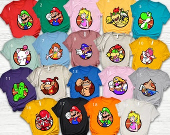 Camisa de Super Mario y familia, camisa personalizada de Super Mario, camisa de personaje de Super Mario, camisa de juego de Super Mario