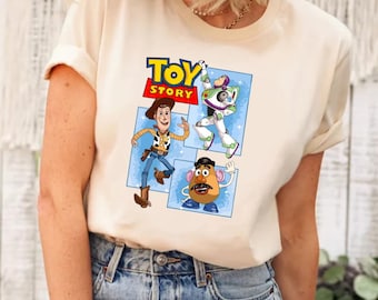 Camiseta dos personagens do Toy Story da Disney, camiseta do Toy Story da Disney, camiseta dos amigos do Toy Story, camiseta da Disney, camiseta da Toys Crossing, camiseta dos amigos da Disney