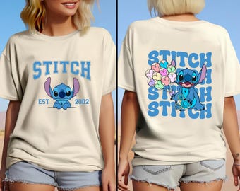 Camiseta Stitch de dos caras, camiseta Lilo y Stitch Love, camiseta Stitch de Disney, camiseta Lilo, camiseta Disney, camiseta de cumpleaños Stitch, camiseta Stitch