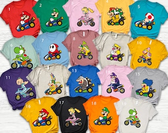 Super Mario und Freunde Kart Shirt, Super Mario personalisiertes Shirt, Super Mario Charakter Shirt, Super Mario Gaming Shirt