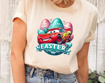 Camiseta de Pascua de Cars de Rayo McQueen, camiseta de Cars de Disney, camiseta de Pascua de Cars, camiseta de pareja, camiseta de Disney, camiseta de Rayo McQueen de Disney