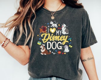 Amo la mia camicia per cani Disney, camicia per amante dei cani, camicia per cani Disney, maglietta per cani, Dug, Plutone, Nana, Magic Kingdom Disneyland Camicia per le vacanze in famiglia