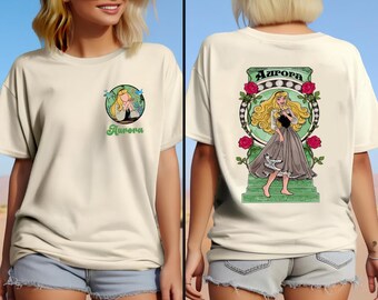 Chemise princesse Disney Aurora, chemise princesse Disney, chemise personnages princesse, t-shirt Disneyland, chemise princesses, chemise princesse aquarelle