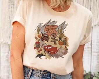 Camiseta de Cars de Radiator Springs, camiseta de Rayo McQueen y sus amigos, camiseta de personajes de Cars de Disney, camiseta de amigos de Cars, camiseta de Rayo McQueen