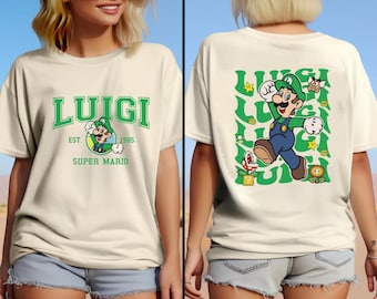 Super Mario Luigi Shirt,2-seitiges Super Mario Luigi Shirt, Super Mario Charakter Shirt, Super Mario Gaming T-Shirt, Mario Party Shirt, Luigi Rasse Shirt