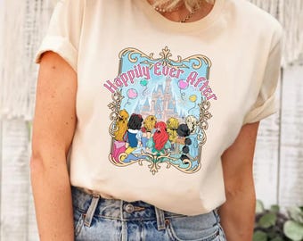 ディズニープリンセス ハッピーエバーアフター シャツ、ディズニープリンセス シャツ、プリンセスキャッスル シャツ、ディズニープリンセス キャラクター シャツ