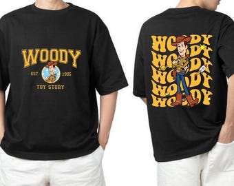 両面保安官ウッディシャツ、トイストーリーシャツ、トイストーリーキャラクターシャツ、トイストーリーフレンズシャツ、トイストーリー保安官ウッディシャツ