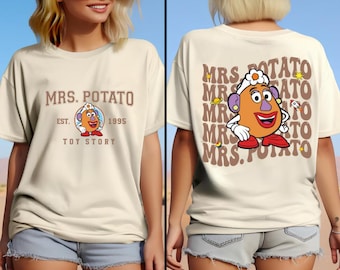 両面ミセスポテトヘッドシャツ、トイストーリーシャツ、トイストーリーキャラクターシャツ、トイストーリーフレンズシャツ、トイストーリーミセスポテトヘッドシャツ