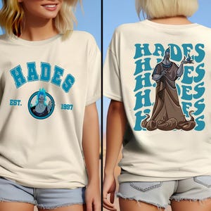 Camiseta de Hades de dos caras, camiseta de los villanos de Hércules de Disney, camiseta de Hades, camiseta de Magic Kingdom de Disney, camiseta de Hércules, camiseta de personajes de Hércules de Disney
