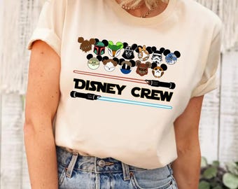 Camiseta de Star Wars de Disney Crew, camiseta de Star Wars, camiseta de Disney Star Wars, camiseta de amigos de Star Wars, camiseta de personajes de Star Wars, camiseta de Disney Crew
