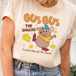 Gus Gus Mouse Snacking The World-shirt, Assepoester Gus Gus-T-shirt, Disneyland-gezinsreis, Disney Gus Gus-shirt, Jaq and Gus Gus-shirt