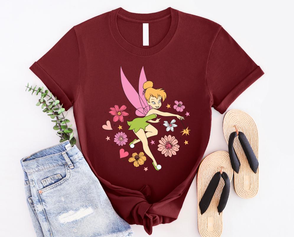 Disney Princess Tinkerbell Retro Flower Shirt, Disney Tinkerbell
