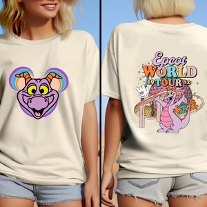 Two-Sided Disney Figment Epcot Castle Shirt, Purple Dragon T-Shirt, Epcot Flower Festival Shirt,Disneyland Family Vacation Shirts
