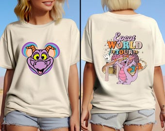 Two-Sided Disney Figment Epcot Castle Shirt, Purple Dragon T-Shirt, Epcot Flower Festival Shirt,Disneyland Family Vacation Shirts