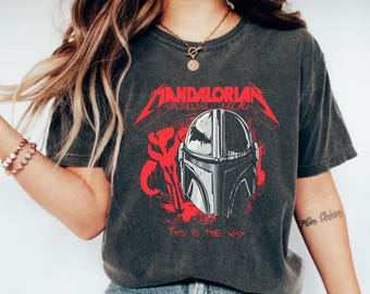 Camiseta con silueta de Star Wars, mandaloriano, personajes de Star Wars, retrato de Disney Star Wars, Disney