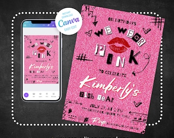 Printable Mean Girls Invitation Birthday, Editable Invitation Bachelorette Party, birthday party invitation girls