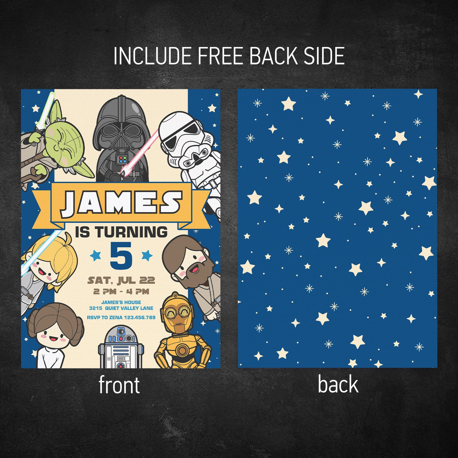 Printable Birthday Invitation, Star Invite, Wars Invitation, Darth ...