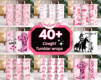 Pink cowgirl tumbler wrap, Coquette Cowgirl Boots Tumbler Wrap, Cowgirl Hat 20oz Skinny Tumbler Floral Wrap, Country Western, cowgirl PNG