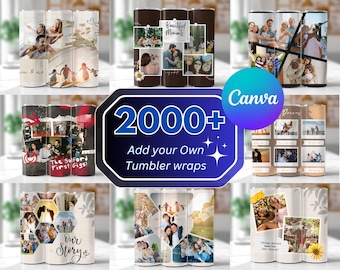 2000+ Add Your Own Photo Tumbler Wrap Bundle, Family Photo Tumbler, Picture Tumbler, 20oz Own Photo Self Editable Tumbler, Canva Editable