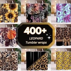 Glitter Leopard Tumbler Wrap Cheetah Print Tumbler Bundle Sublimation Design 20oz Skinny Tumbler Straight Png Tumbler Template Png Seamless