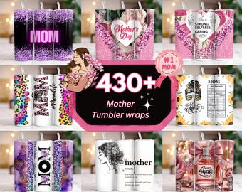 Paquete de más de 430 envoltorios para vasos del Día de la Madre, diseño floral de sublimación de 20 oz para mamá, vaso para el Día de la Madre, vaso "Vida de mamá", vaso "Mejor mamá" PNG