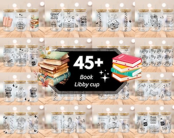 16 Oz Books Libbey Glass Wrap, Book With Flowers Can Wrap Png Book Lover Glass Libbey Wrap Frosted Glass Sublimation Design Digital download