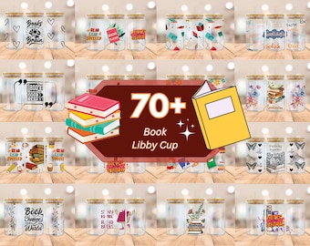 16 Oz Books Libbey Glass Wrap, Book With Flowers Can Wrap Png Book Lover Glass Libbey Wrap Frosted Glass Sublimation Design Digital download