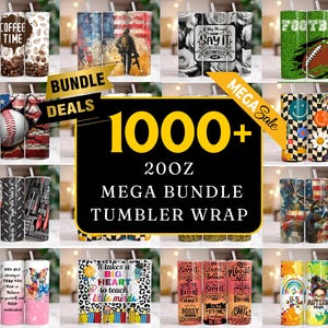 Plus de 1 000 lots variés d'emballages pour gobelets méga, lot d'emballages pour gobelets méga design ultimes, design mince pour sublimation 20 oz, lot aquarelle PNG