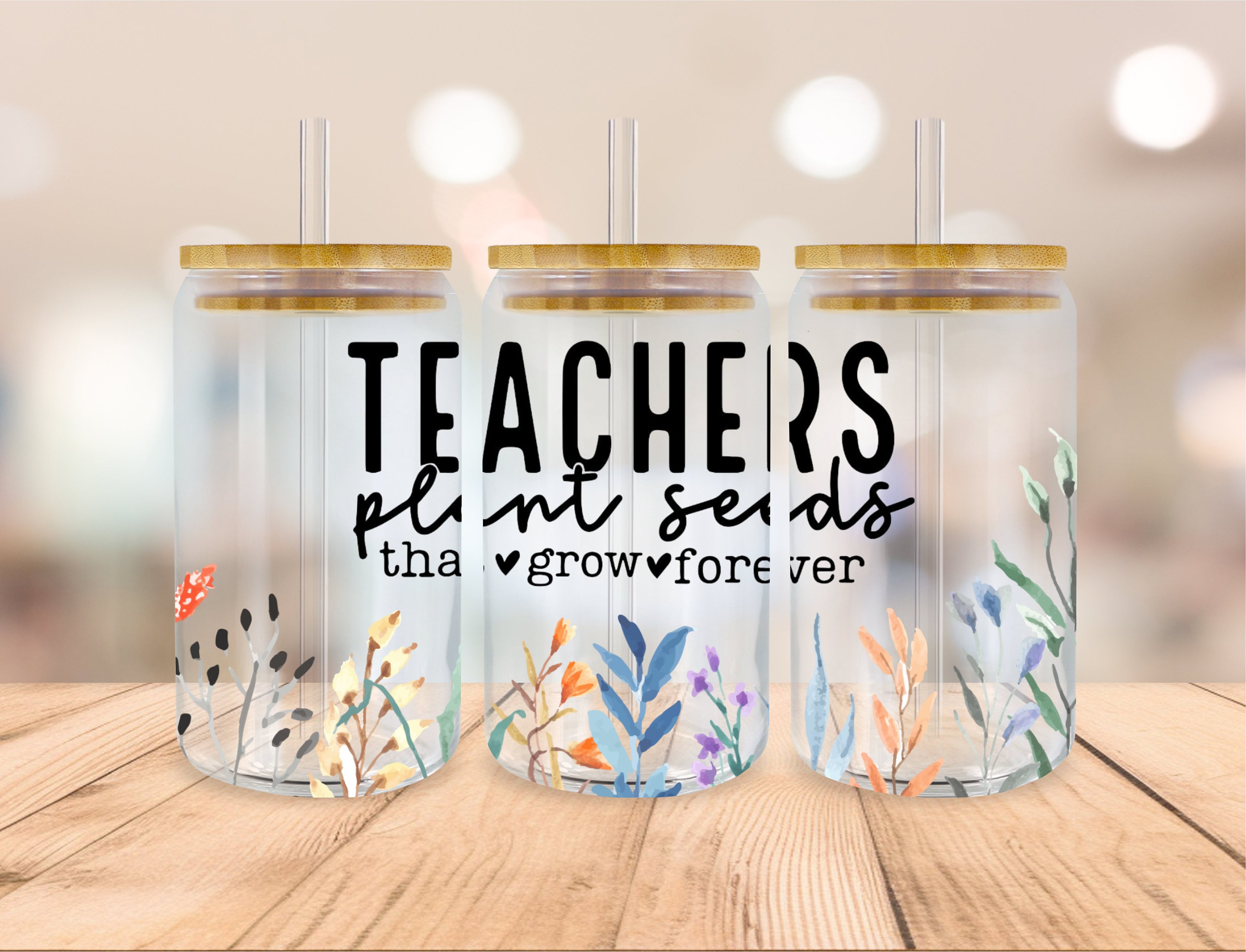 Teacher Glass Can Png Bundle, Libbey 16 Oz Can Wrap Png, Retro Teacher ...
