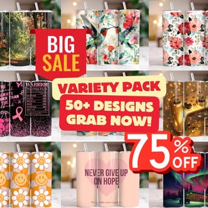Variety Pack Tumbler Wrap Bundle, Bundle PNG, 20oz Sublimation Tumbler Designs, 20 oz Skinny Tumbler, Sublimation Design, Digital Download