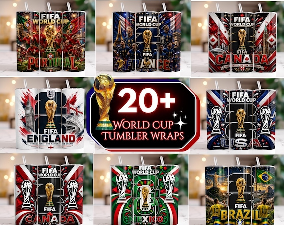 FIFA World Cup 2026 Tumbler Wrap, Football Tumbler, World cup 2026, Soccer Tumbler Wrap, 20oz Skinny Tumbler Sublimation, USA Mexico Canada