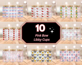 Pink Bow Libbey Glass svg, 16ozPink Bow Ribbon Coquette,Ribbon Glass Can svg,Coquette Libbey glass,Cute Bows Svg,Bow Cup Wrap Svg,Ribbon SVG