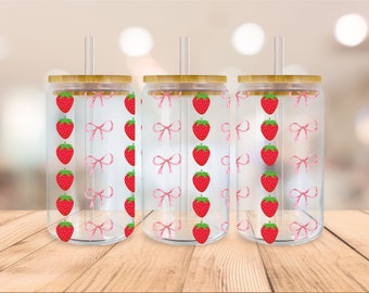 Pink Bow Libbey Glass Png, Ribbon Beer Glass Can svg, Mini Bows, Coquette 16oz Libbey Glass Can, Cutfile, Svg Dxf Png Files Digital Download