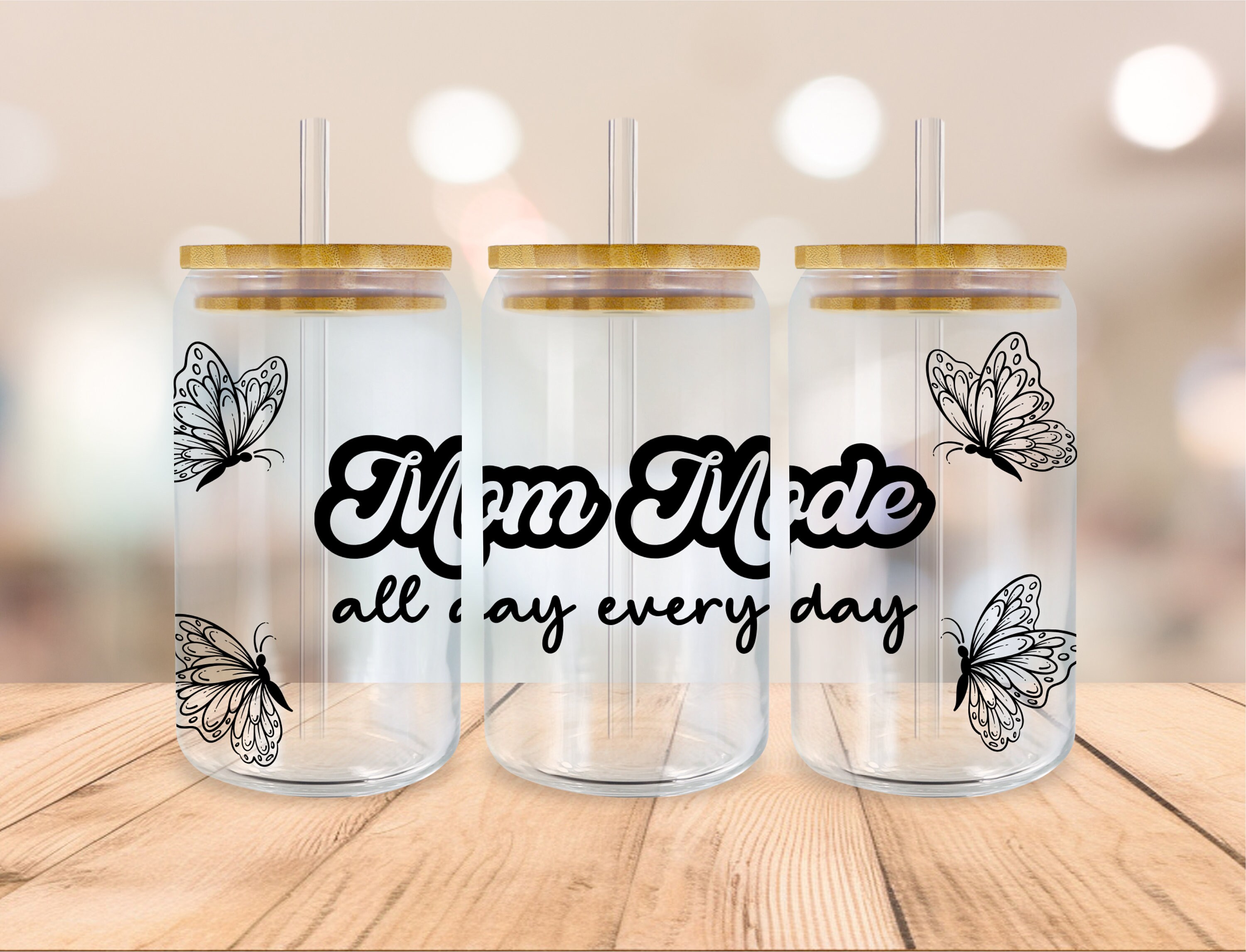 Mom Glass Can SVG Bundle| Mom Life Flower Libbey Glass Wrap PNG| Mother ...