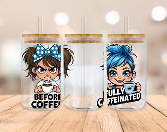 Coffee Libbey Glass Wrap, Funny Coffee Quotes 16oz Libbey Glass Can Tumbler Sublimation Design, Retro Coffee Wrap Png, Digital Download